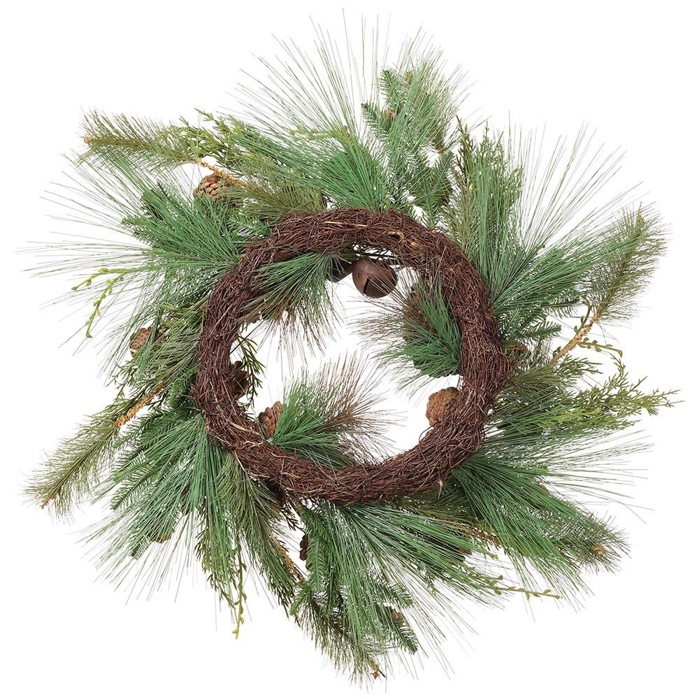 24" PINE CONE/JINGLE BELL/PINE WREATH BROWN GREEN