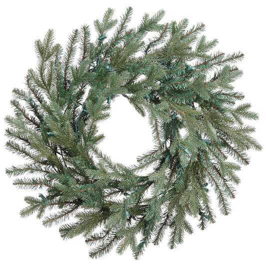24" OLYMPUS ALPINE DOUBLE WREATH WITH 50 LIGHTS GREEN