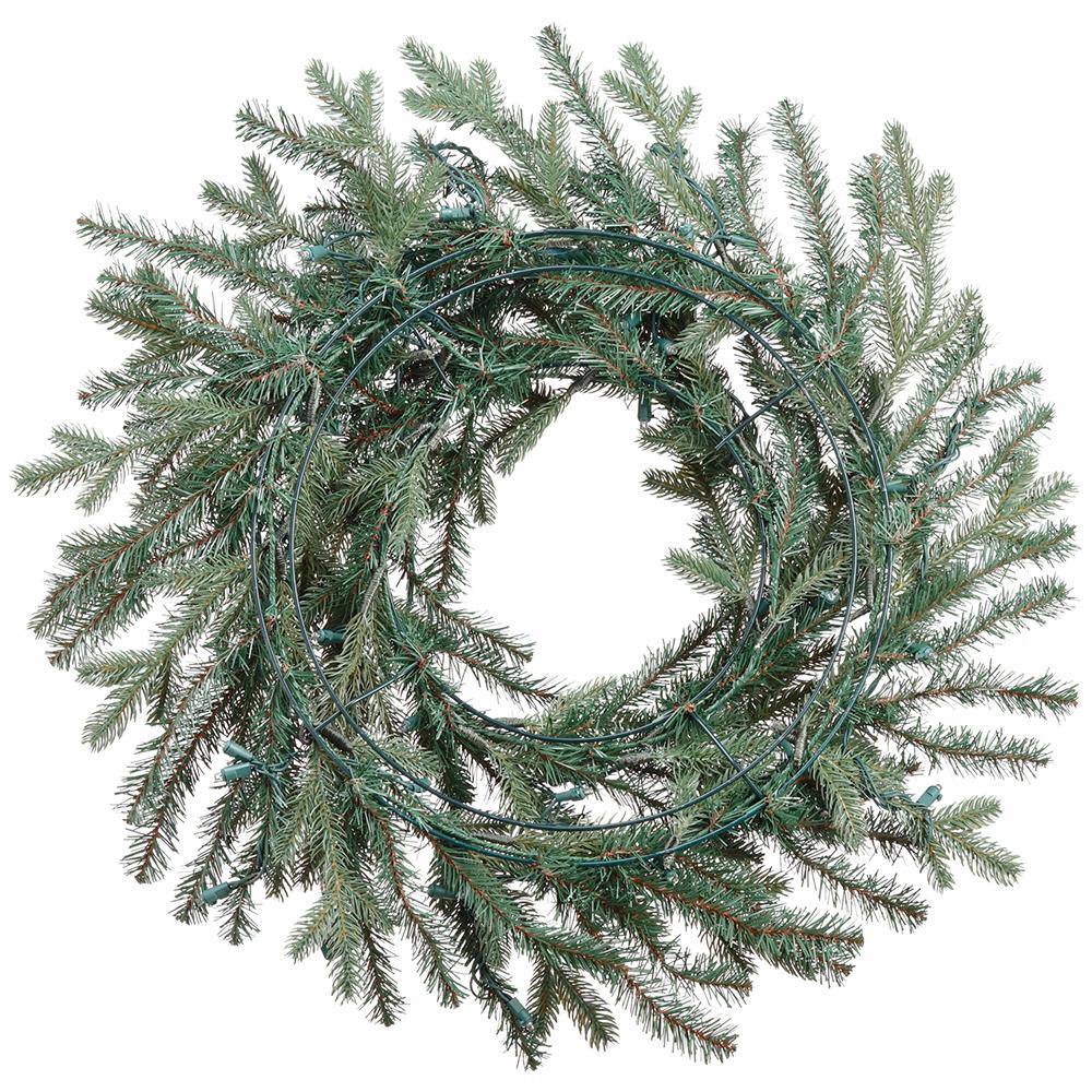 24" OLYMPUS ALPINE DOUBLE WREATH WITH 50 LIGHTS GREEN