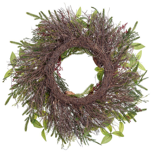 24" BERRY/PINE CONE/PINE WREATH GREEN RED