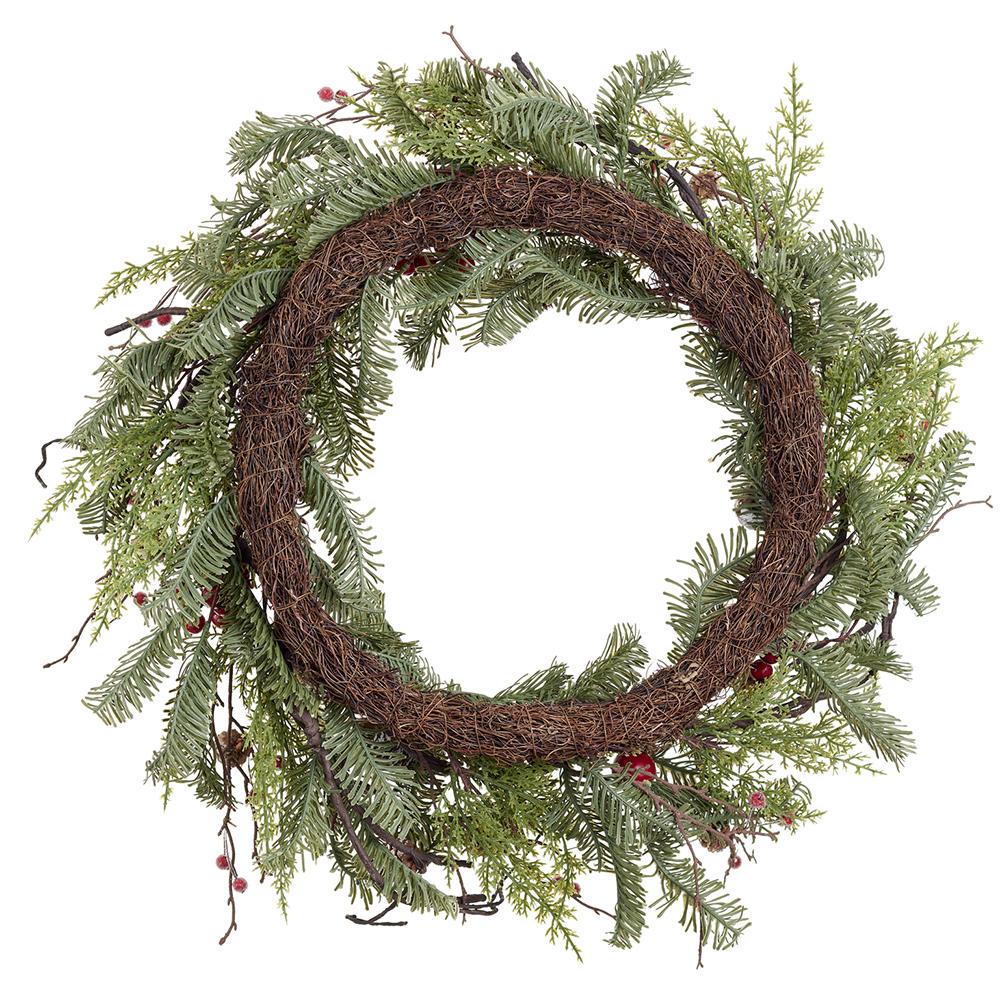 31.5" BERRY/PINE CONE/PINE WREATH RED GREEN