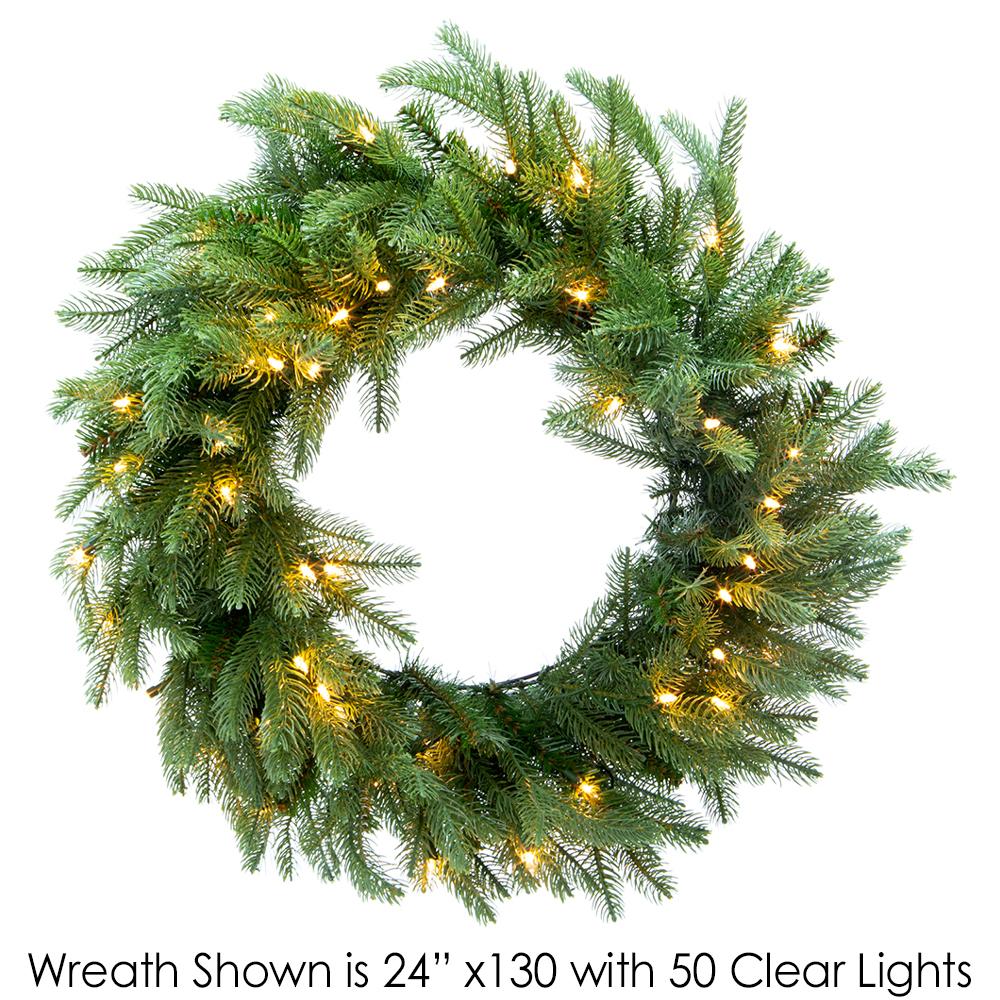 24" NEW ENGLAND WITH LIGHTS WREATH