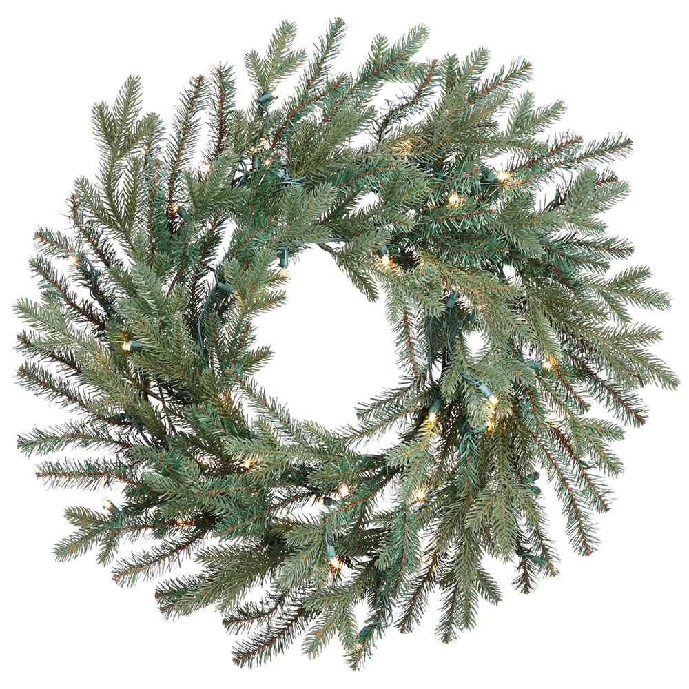 24" OLYMPUS ALPINE DOUBLE WREATH WITH 50 LIGHTS GREEN
