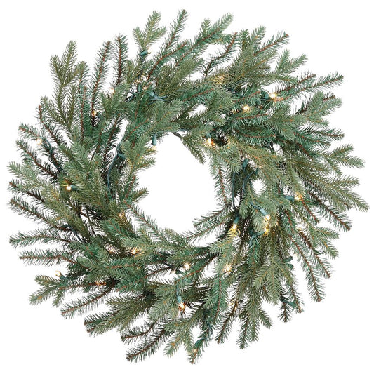 24" OLYMPUS ALPINE DOUBLE WREATH WITH 50 LIGHTS GREEN