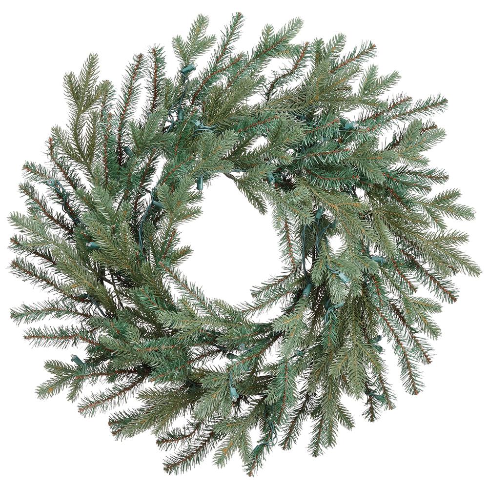 24" OLYMPUS ALPINE DOUBLE WREATH WITH 50 LIGHTS GREEN