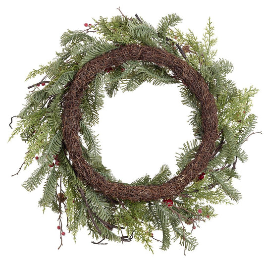 31.5" BERRY/PINE CONE/PINE WREATH RED GREEN