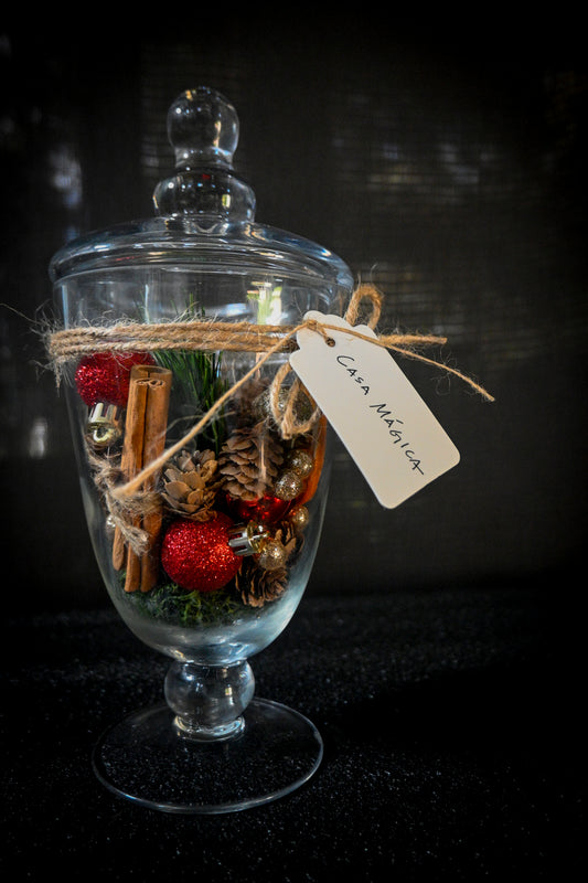 CLASSIC SEASONAL DECOR IN GLASS CONTAINER